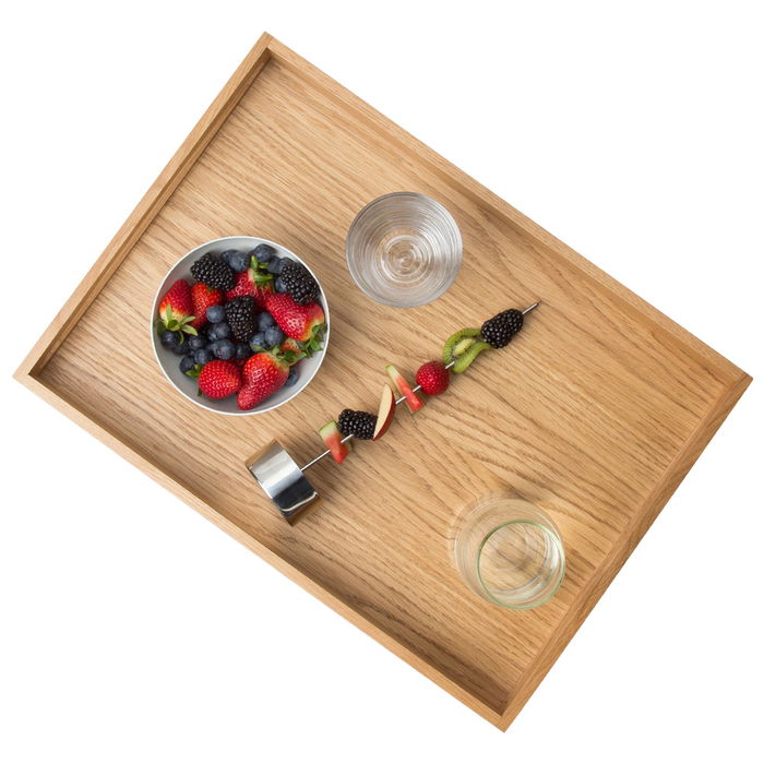 Continenta Bandeja 49x35x6,3 cm de Madera de Roble con Asas para Transporte Seguro